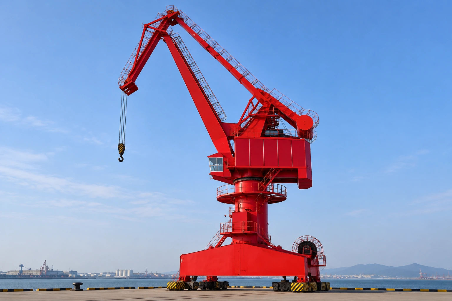 Industrial crane with lifting hook