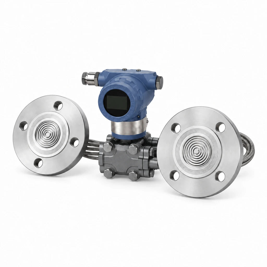 HPT-18M digital transmitter assembly with two flange-mounted diaphragm faces
